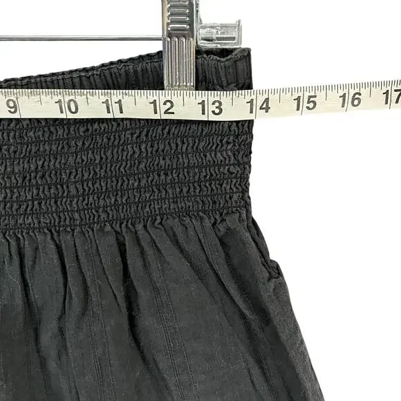 Roxy Y2K Mini Skirt XS Black Smocked Waist Eyelet Hem Pull On Boho Beach Casual - Picture 6 of 11